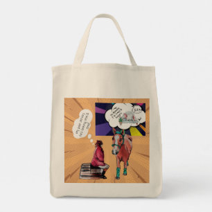 Bolso De Tela estilo cómic horsey antics gran tote bag