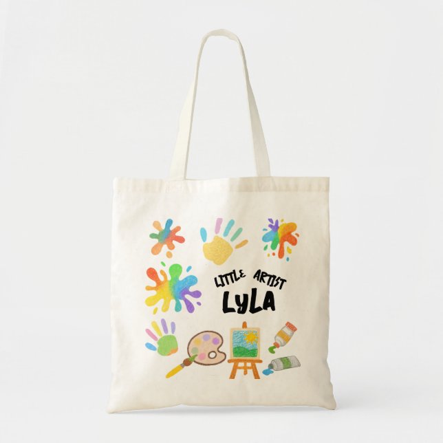 Bolso De Tela Estilo Crayon editable - Pintura artística y pieza (Frente)