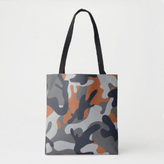 Bolso De Tela Estilo de camuflaje naranja, negro y gris