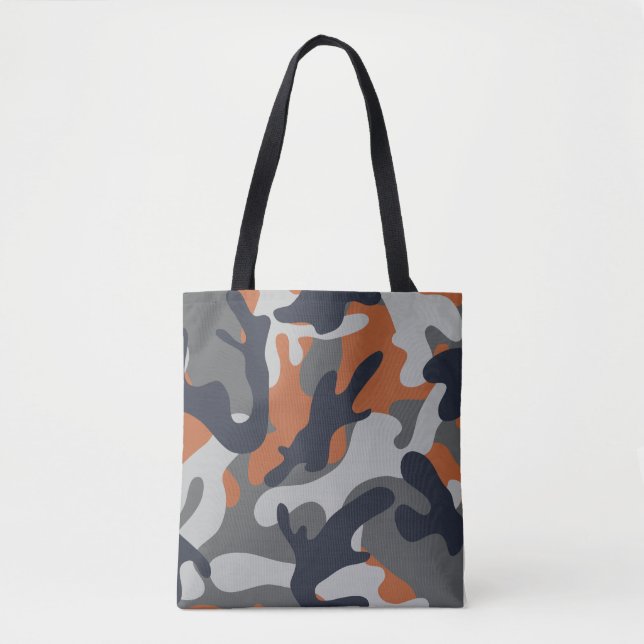 Bolso De Tela Estilo de camuflaje naranja, negro y gris (Anverso)