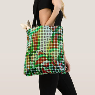 Bolso De Tela Estilo de cestas con cintas curvadas verdes
