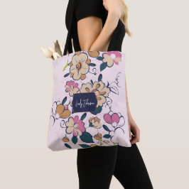 Bolso De Tela Estilo de dibujo floral de pradera bohemia
