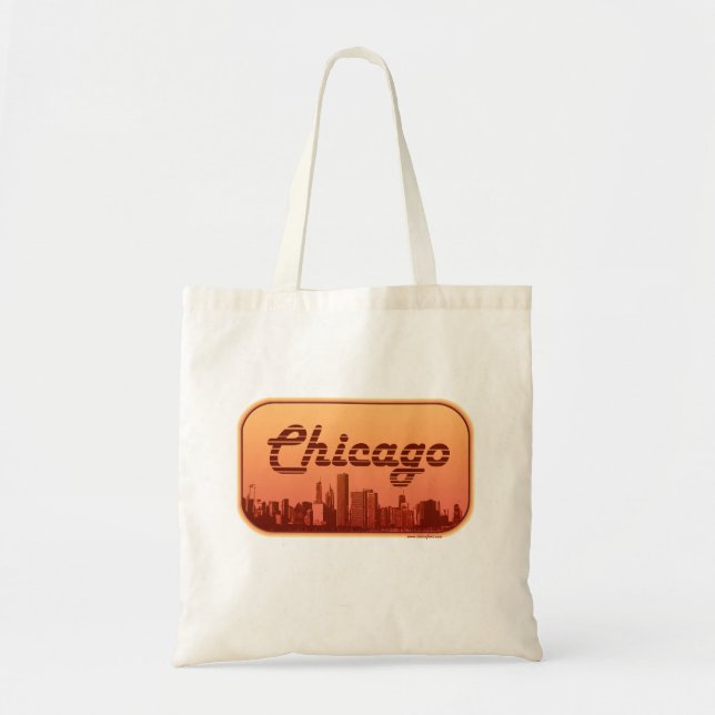 Bolso De Tela Estilo de época de Chicago Skyline (Frente)