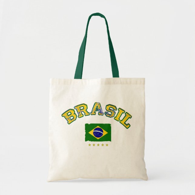 Bolso De Tela Estilo de fútbol de la bandera de Brasil (Frente)