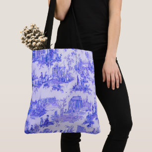 Bolso De Tela Estilo de la Chinoiserie del Blue White Toile Fran