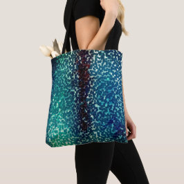 Bolso De Tela Estilo de mosaico azul cianoso sobre vidrio martil