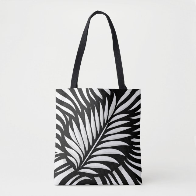Bolso De Tela Estilo de rayas de cebra de hoja (Anverso)