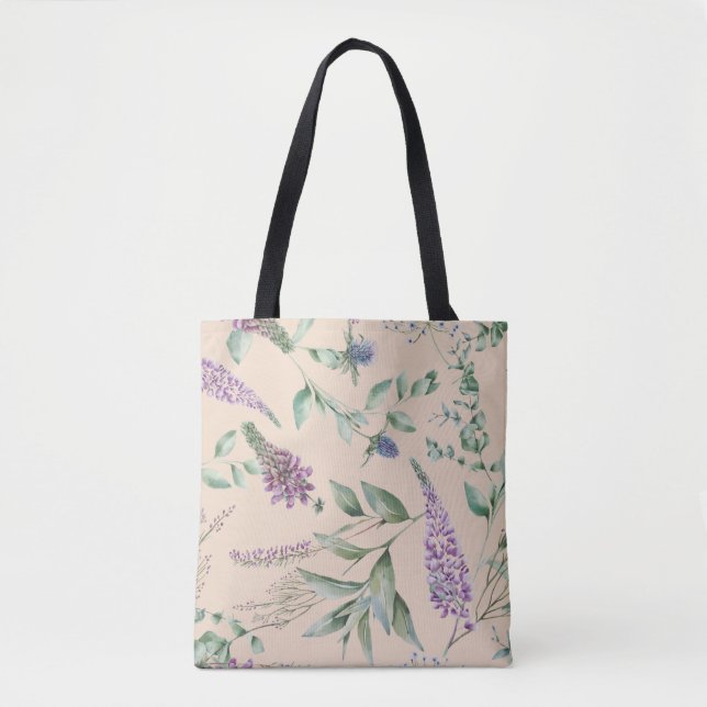 Bolso De Tela Estilo escocés morado floral (Anverso)
