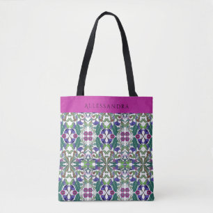 Bolso De Tela Estilo floral Art Nouveau vintage rosa, azul