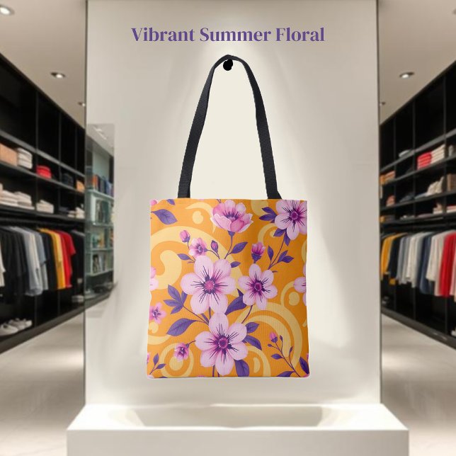 Bolso De Tela Estilo floral-dopamina de verano vibrante- (Vibrant Summer Floral-Dopamine Style- Tote Bag )