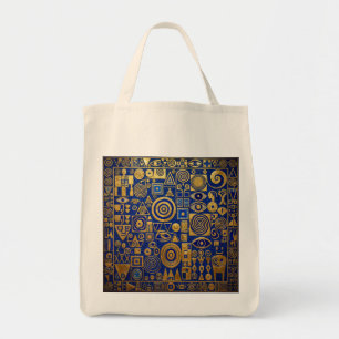 Bolso De Tela Estilo Klimt Azul+Oro Renacimiento Egipcio