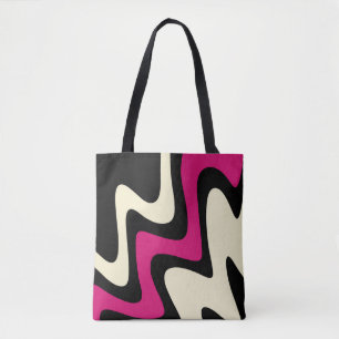 Bolso De Tela Estilo Magenta Beige Negro