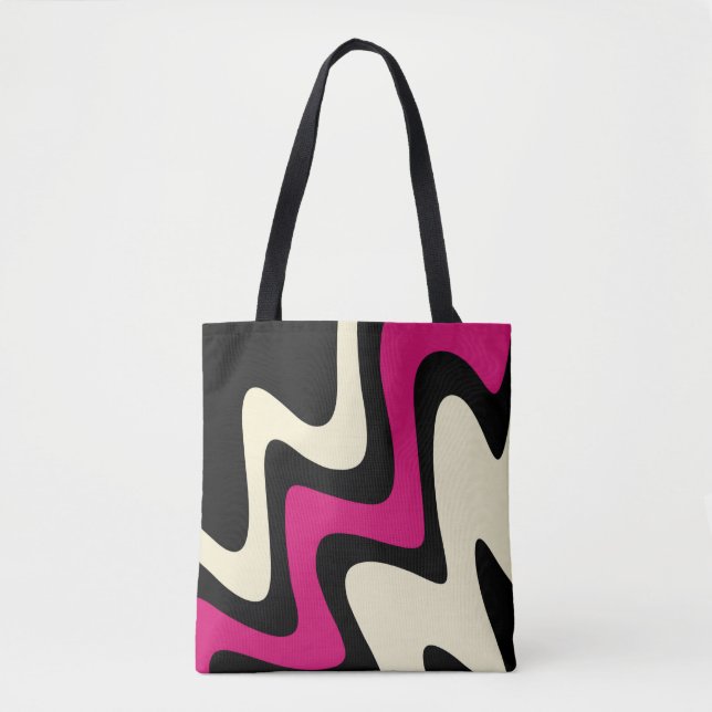 Bolso De Tela Estilo Magenta Beige Negro (Anverso)