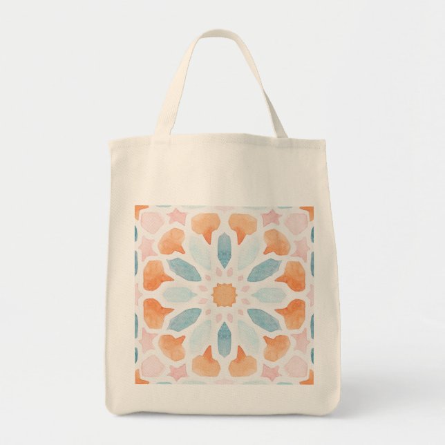 Bolso De Tela Estilo marroquí en azul y naranja 2 (Frente)
