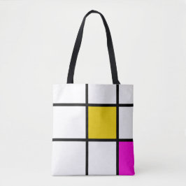 Bolso De Tela Estilo Mondrian Amarillo Rosa
