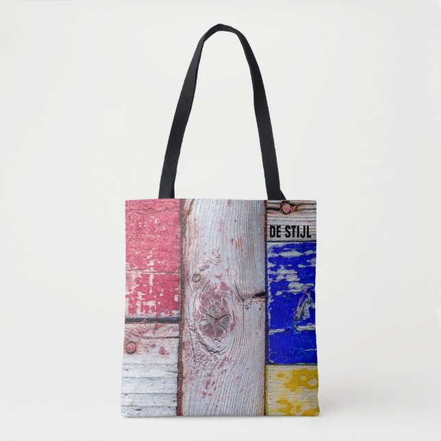 Bolso De Tela Estilo neoplastico arte de madera divertido único (Anverso)