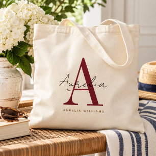 Bolso De Tela Estilo personalizado de monograma nombre escritura