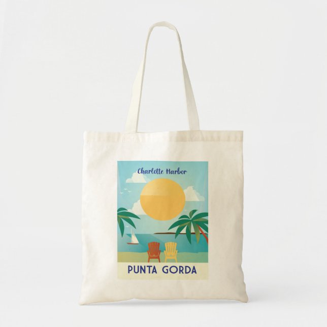 Bolso De Tela Estilo retro del puerto de Punta Gorda Florida Cha (Frente)
