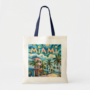 Bolso De Tela Estilo Van Gogh Miami Ocean Drive Playa Colorida