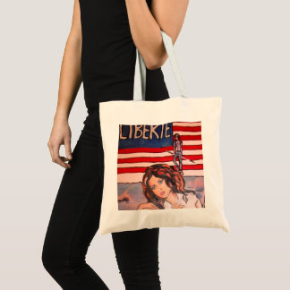 Bolso De Tela Estilo Vintage Liberté Retrato con Bandera America