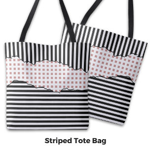 Bolso De Tela Estilosas franjas Red de capas negras, blancas y r