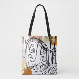 Bolso De Tela Estiloso arte de línea abstracta moderno calabaza 