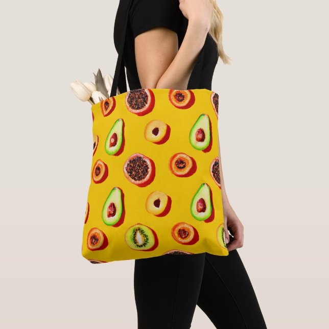 Bolso De Tela Estiloso patrón de frutas neón (Detalle)