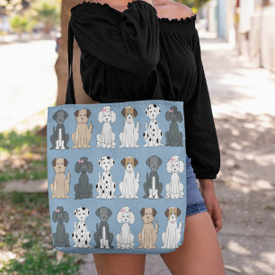 Bolso De Tela Estiloso Perro Amantes Cute Cachorros Azul