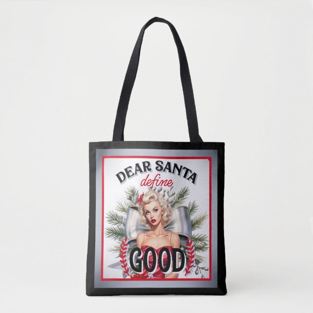 Bolso De Tela Estimado Santa Define Good Retro Pinup (Anverso)