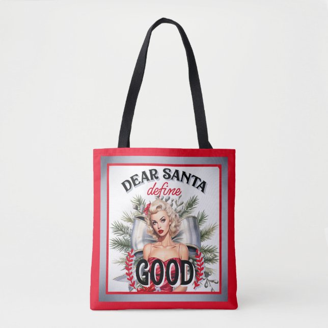 Bolso De Tela Estimado Santa Define Good Retro Pinup (Anverso)