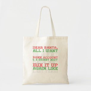 Bolso De Tela Estimado Santa Todo Lo Que Quiero Cuenta Bancaria 