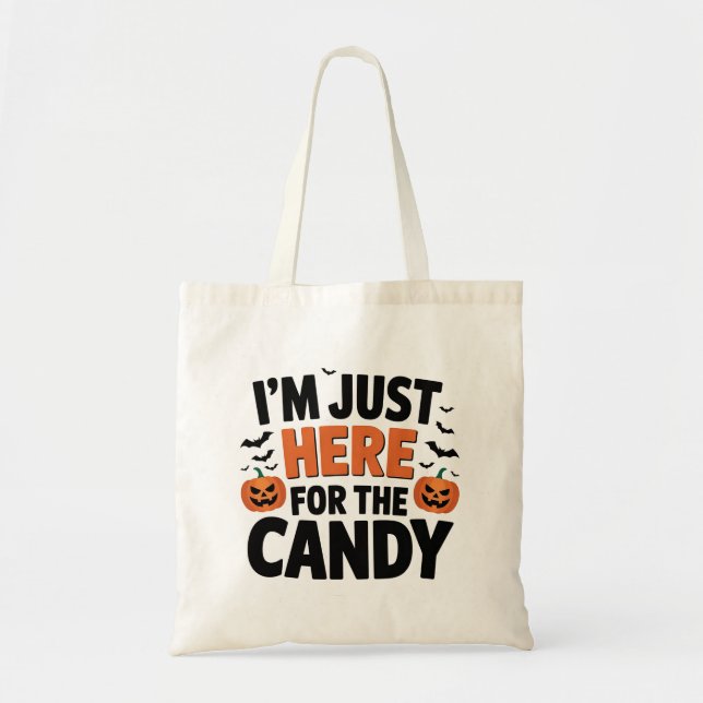 Bolso De Tela Estoy aquí por el dulce - Halloween divertido (Frente)