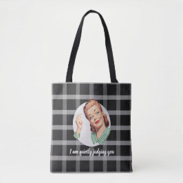 Bolso De Tela Estoy calladamente juzgándote - negro