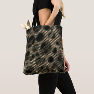 Bolso De Tela Estrechas rayas beige y extraños círculos oscuros