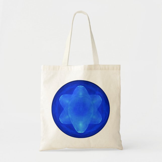 Bolso De Tela Estrella azul en blanco (Frente)