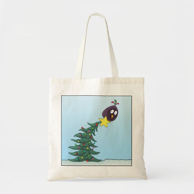 Bolso De Tela Estrella de árbol de navidad para aves personaliza (Frente)