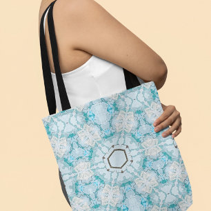 Bolso De Tela Estrella de copo de nieve en azul hielo
