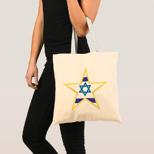 Bolso De Tela Estrella de David Bandera Israelí con Borde Dorado