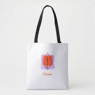 Bolso De Tela Estrella de David/Heart l'chaim Shoulder