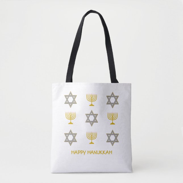 Bolso De Tela Estrella de David Menorah HANUKKAH (Anverso)
