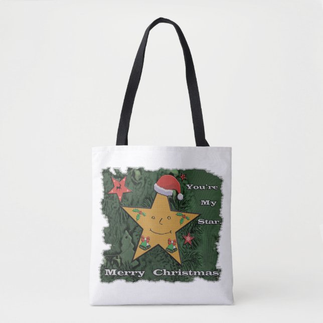 Bolso De Tela Estrella de pan de jengibre navideño (Anverso)