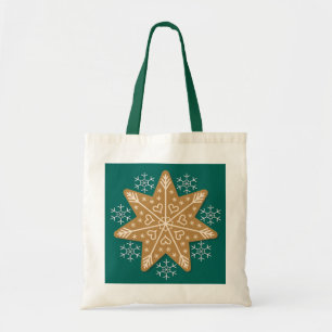 Bolso De Tela Estrella de pan de jengibre y Navidades de copos d