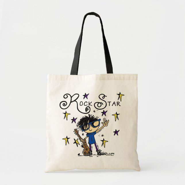 Bolso De Tela Estrella de rock de Black Hair Boy (Frente)