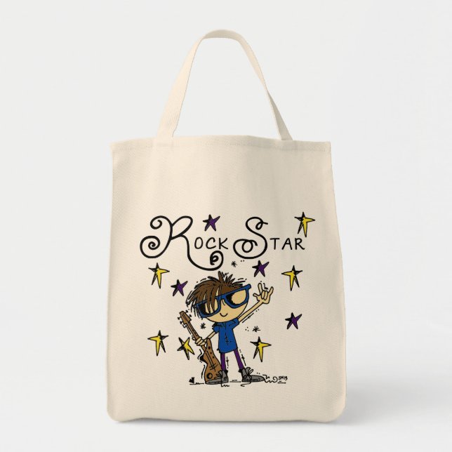 Bolso De Tela Estrella de rock de Brunette (Frente)