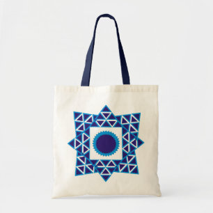 Bolso De Tela Estrella de triángulo geométrico azul blanco Manda