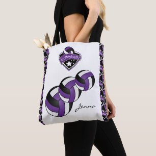Bolso De Tela Estrella de voleibol Deportivo Púrpura   DIY Text