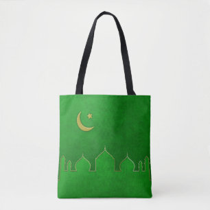 Bolso De Tela Estrella lunar de la Mezquita de Oro Verde