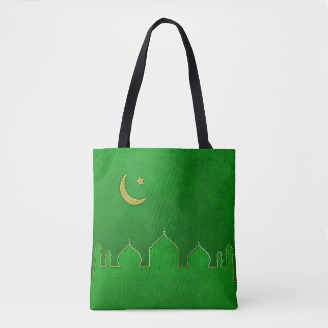Bolso De Tela Estrella lunar de la Mezquita de Oro Verde (Anverso)