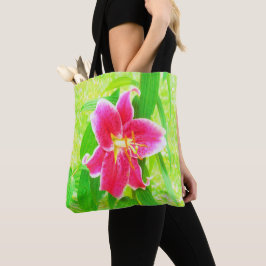 Bolso De Tela Estrella rosa profunda bonito Lily en verde anime