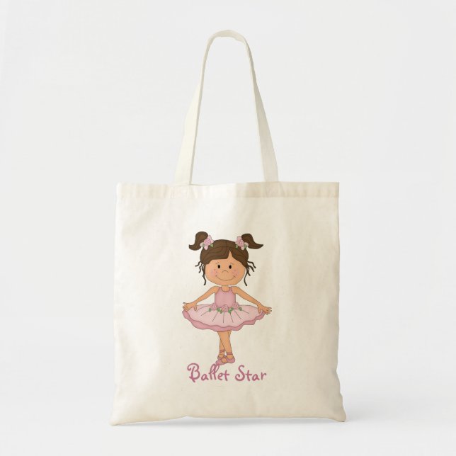 Bolso De Tela Estrella rosada linda del ballet de la bailarina 3 (Frente)